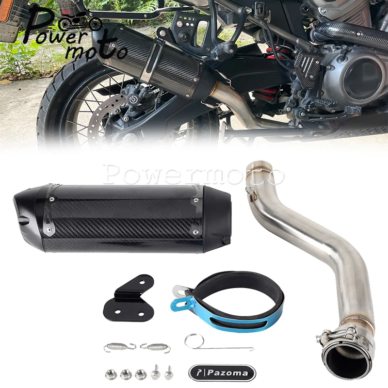 

For Harley Pan America 1250 Special RA1250S RA1250 21-23 Motorcycle Exhaust Muffler Slip-On Pipe Carbon Fiber W/ Mounting Screw