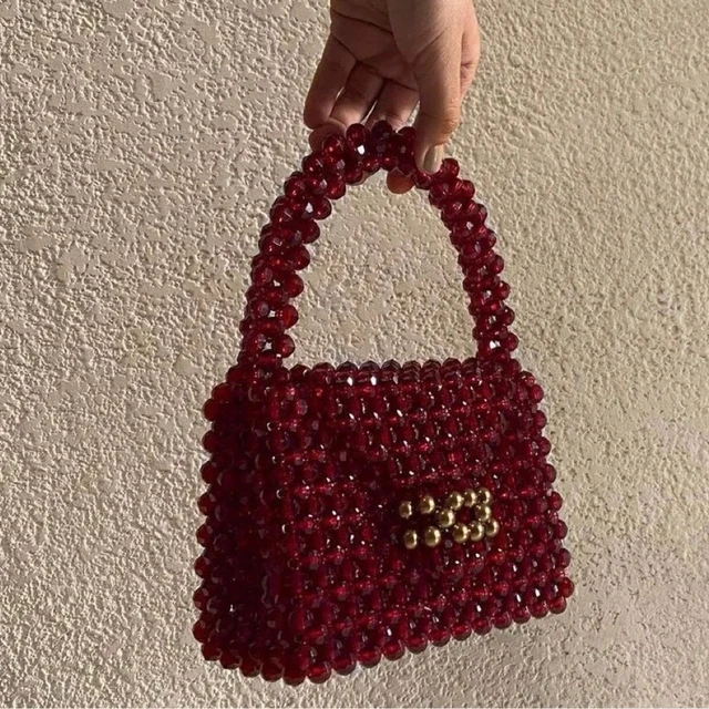 Red beaded bag clearance