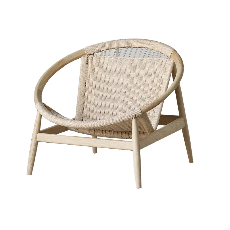 

Designer Nordic sofa chair woven casual sofa chair ash wood Internet celebrity rattan solid wood back chair