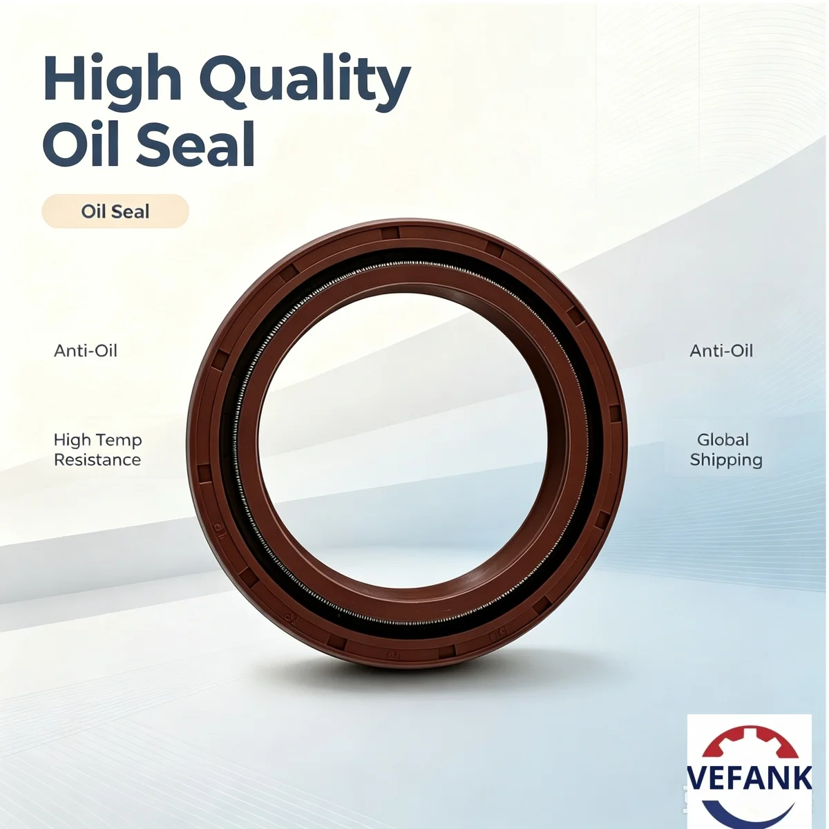 VEFANK DG 52*72*12 mm, Oil Seal, NBR, Brown, double-sided spring structure, threaded outer ring, oil and wear-resistant