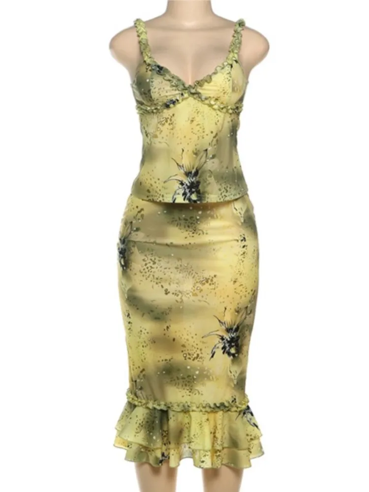 Swimwear Skirt Cover-up 2 Piece Set Women Tops And Midi Skirt Bathing Suit Fashion Solid Sexy Beach Cover Up Outfits