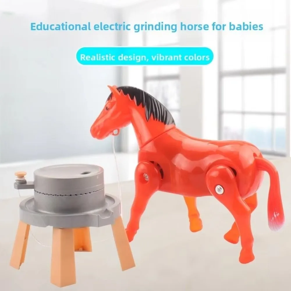 

Plastic Horse Circling Anxiety Relief Simulation Animal Electric Horse Model Mini Sensory Rotating Pulling Milling Cart