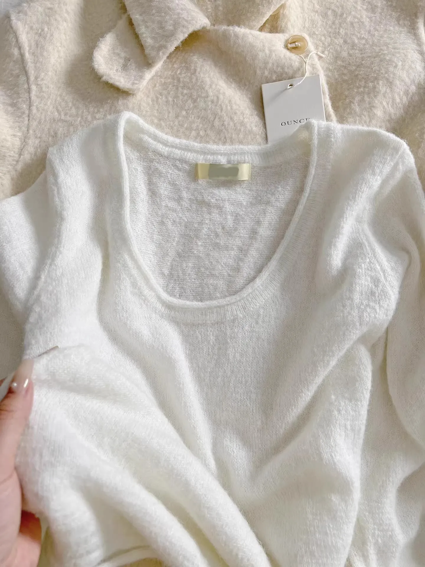 Weiß Lange Sve U-Ne Gestrickte Basis Schicht Top frauen Lose Abnehmen Innere Tragen Weiche Trendy irt Koreanische sle Herbst Faion