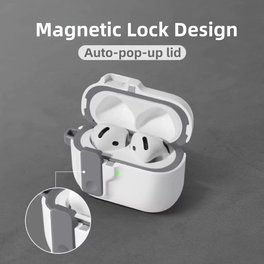 for AirPods 5/4 Case Magnetic Lock Design Shockproof Protector Headphone Accessories with Cleaner Kit & Keychain for AirPods 5/4