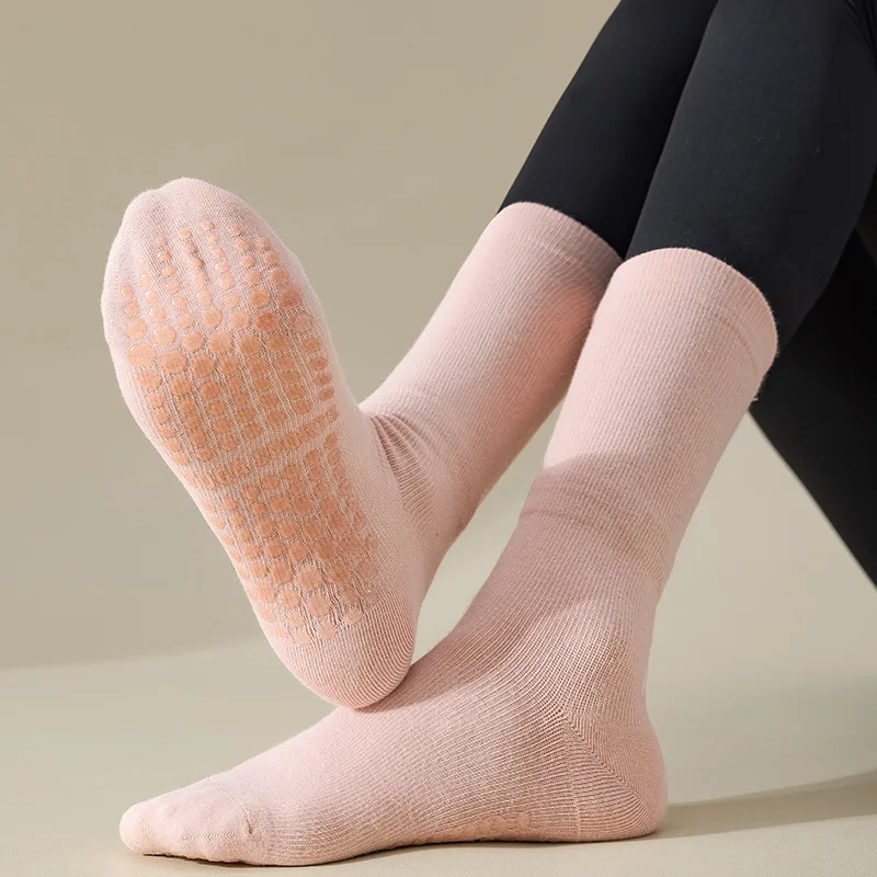 Professional Yoga Socks Women Silicone Non-slip Solid Color Pilates Socks Cotton Breathable Floor Gym Fitness Dance Sports Socks