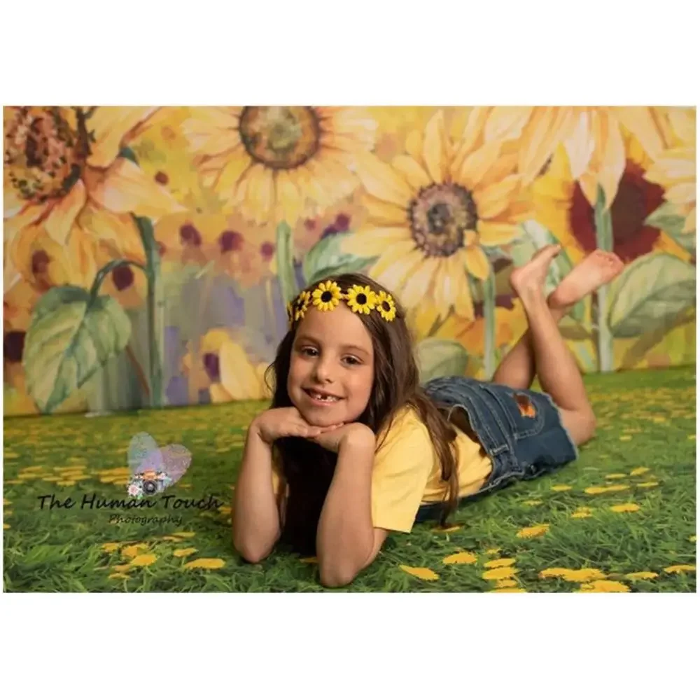 Fondo de fotografía con tema de girasol para recién nacido, tablero de madera, decoración para fiesta de cumpleaños y Baby Shower, fondo para sesión fotográfica