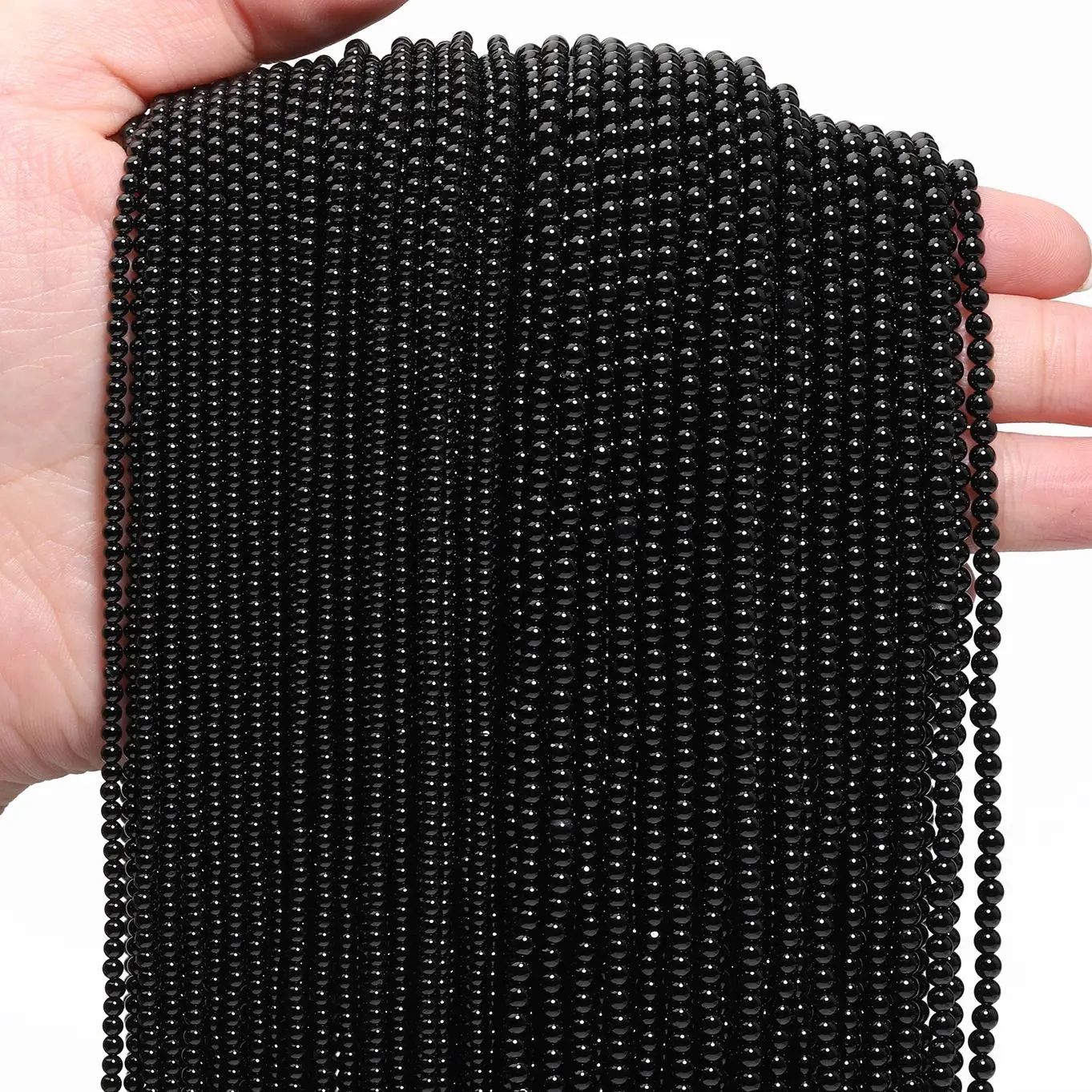 2/3mm Natural Black Agate Stone Bead Round Loose Spacer Beads Black Onyx Beads For Jewelry Making Diy Bracelets Necklaces 15\'\'
