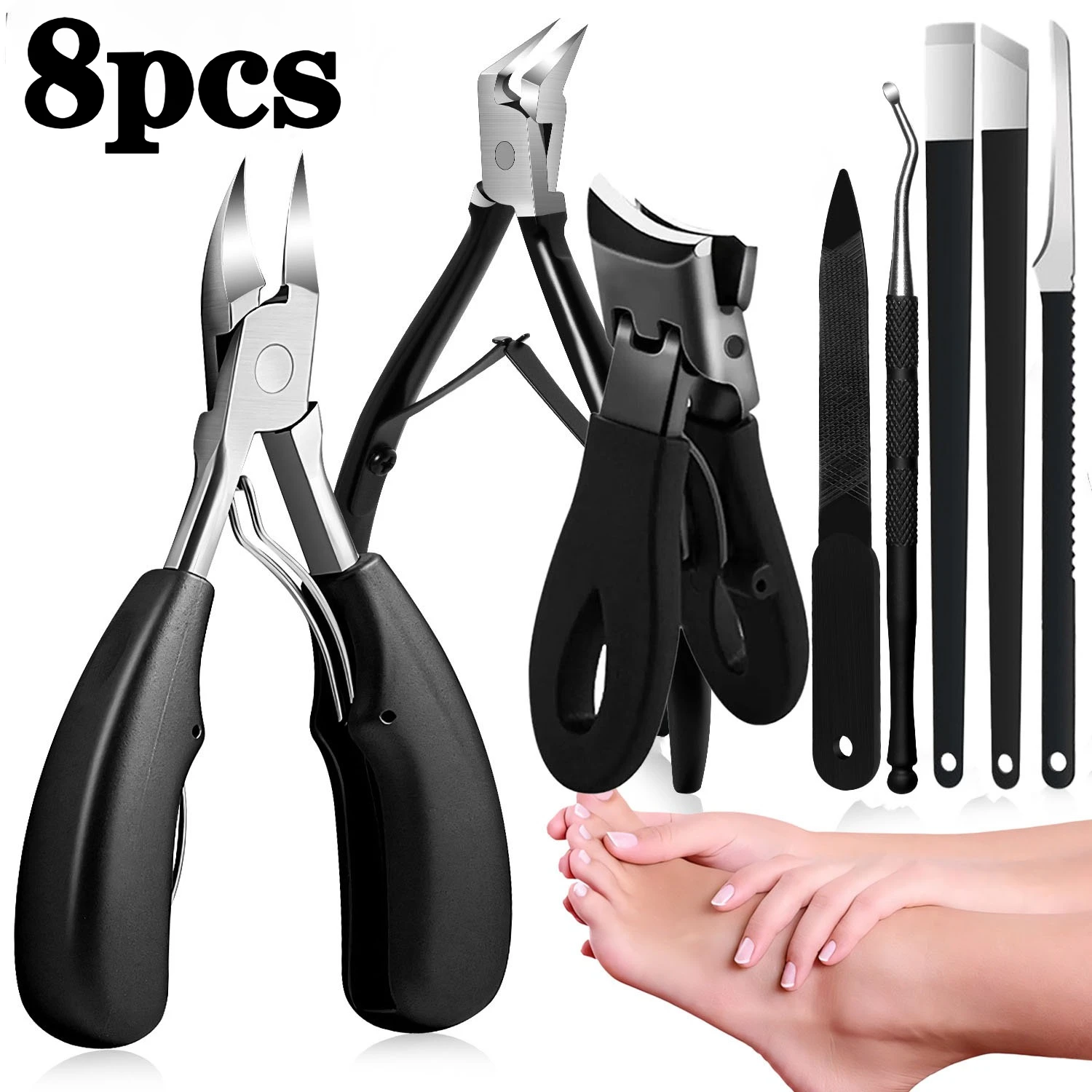 

5/6/8pcs Stainless Steel Wide Jaw Opening Nail Clippers Manicure Tool,Cuticle Nippers And Cutter Kit,Professional Nail Clippers