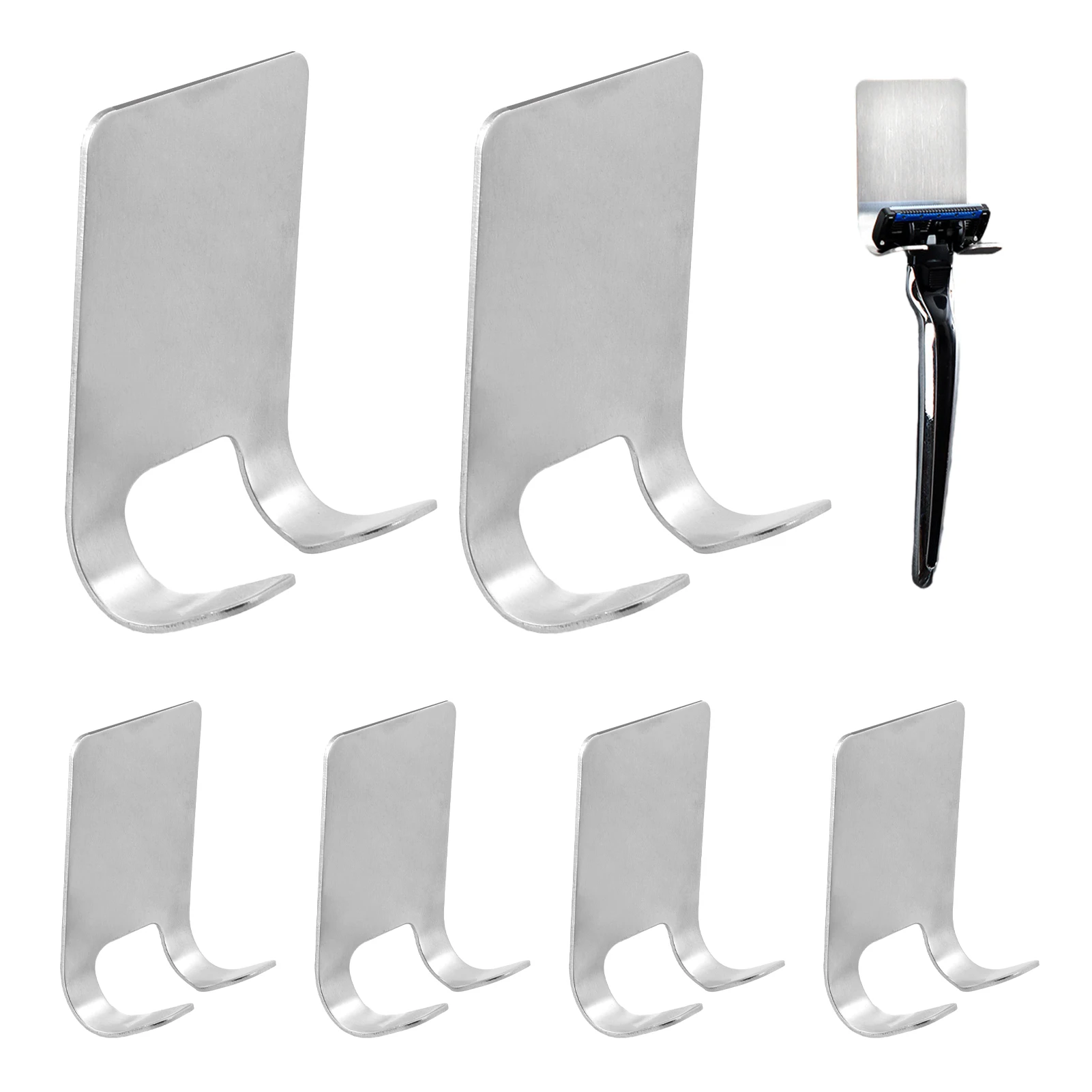6 ชิ้น Home Hotel Wall Mount ตะขอเก็บสแตนเลสกันน้ําห้องน้ําแขวน Heavy Duty สําหรับผู้ถือมีดโกน