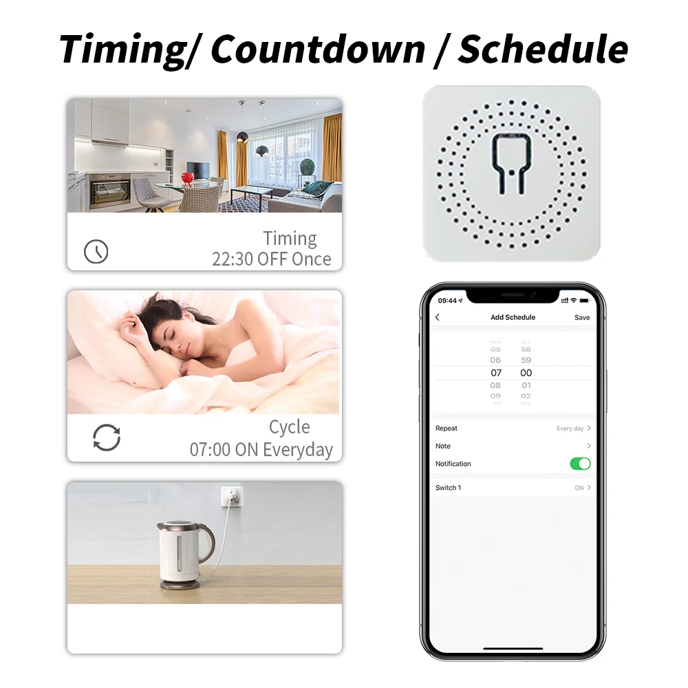GERMA-Mini interruptor HomeKit para casa inteligente, módulo de relé Wifi de 2 vías, Control por voz por aplicación Siri, interruptor de luz inteligente para Apple