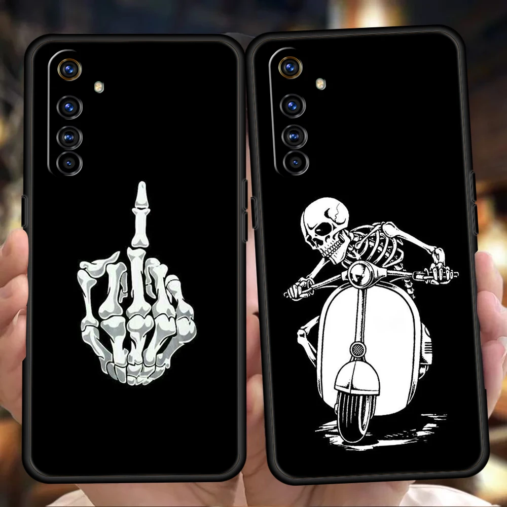 Cute Skull Phone Case Cover for Realme 8 9 10 Pro 8i 9i C3 C11 C21 C25 C35 GT2 GT Neo 2 3 3T Plus 5G Silicone Soft Shell Capas