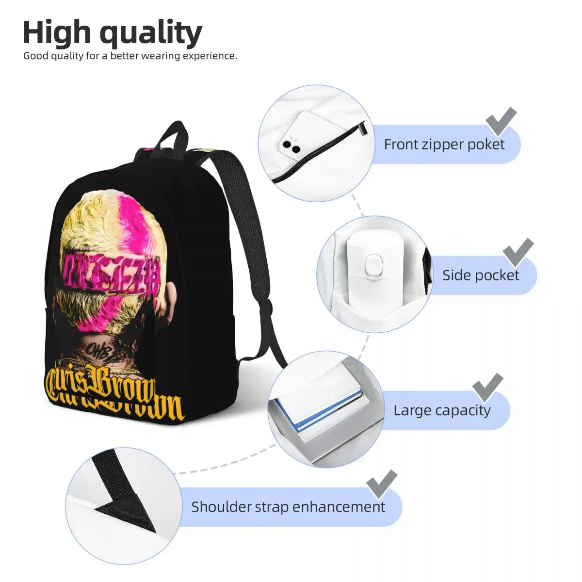 Mochila resistente bolsa de ombro para crianças, mochila 11, 11, Tour 2024, Chris Brown, bolsa personalizada para laptop, bolsa campus, presente infantil