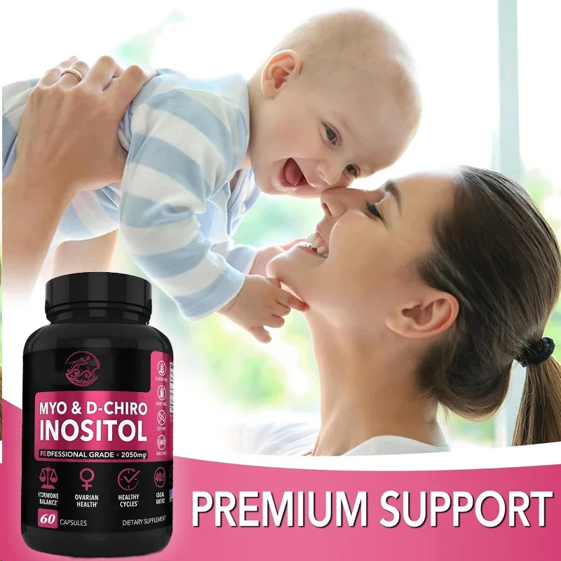 Inositol 60 capsules 40:1 hormonal balance vitamin B8 female fertility supplement, regulating menstrual cycle, ovarian health