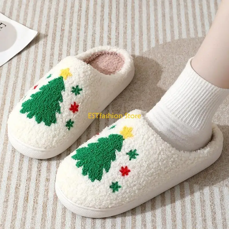 Y5GC Christmas Slippers Funny Christmas Tree Slippers Soft Plush Cozy Indoor Outdoor Fuzzy Slippers for Women Men and Girls