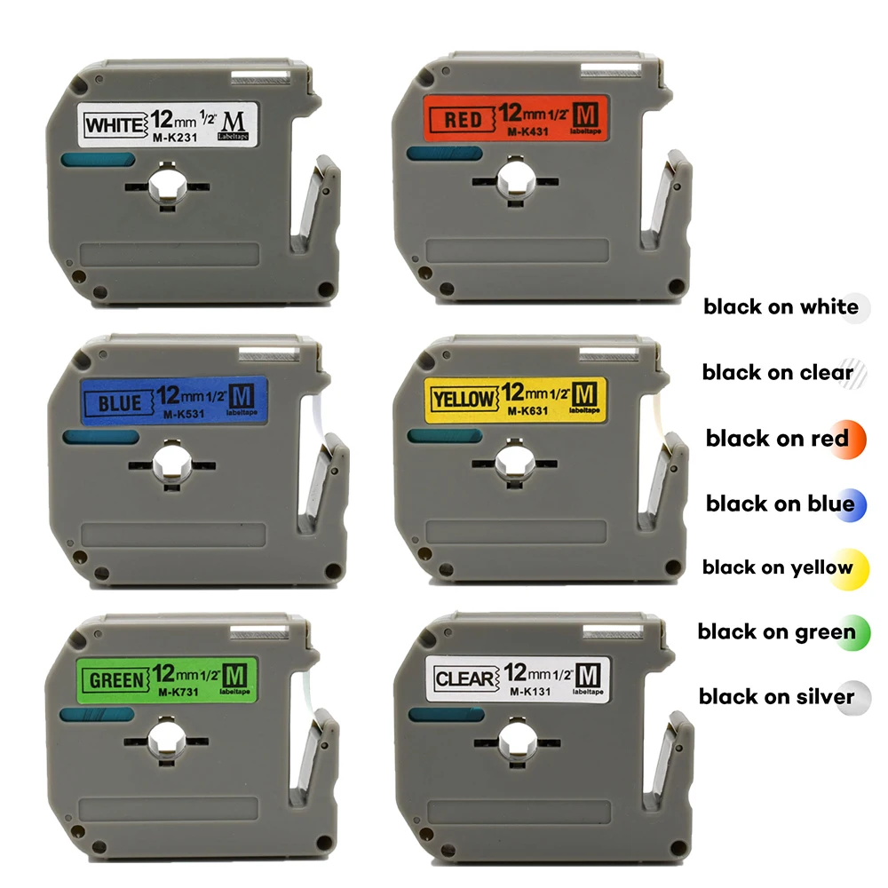 5Packs Compatible Brother Label Tape MK231 MK 231 MK631 MK131 MK531 MK431 MK731 for Brother P Touch PT70 PT80 Pth110 Printer