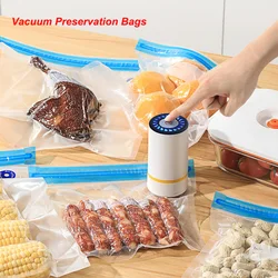 Mini Aferidor a Vácuo Sacos para Cozinha, Saco Reutilizável De Armazenamento De Alimentos, Saco de Ar Comprimido, Ziplock Freezer Bags, 10Pcs