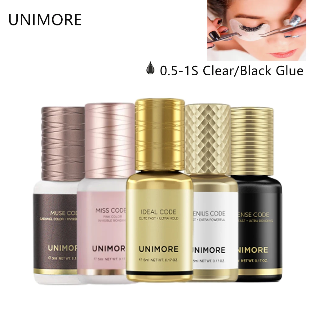 UNIMORE 1S Dry Eyelash Adhesive Latex-Free Eyelash Extension Glue with Adhesive Glue Eyelash Rapid Accelerator Waterproof Bond