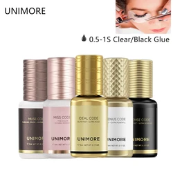 UNIMORE 1S Dry Eyelash Adhesive Latex-Free Eyelash Extension Glue with Adhesive Glue Eyelash Rapid Accelerator Waterproof Bond