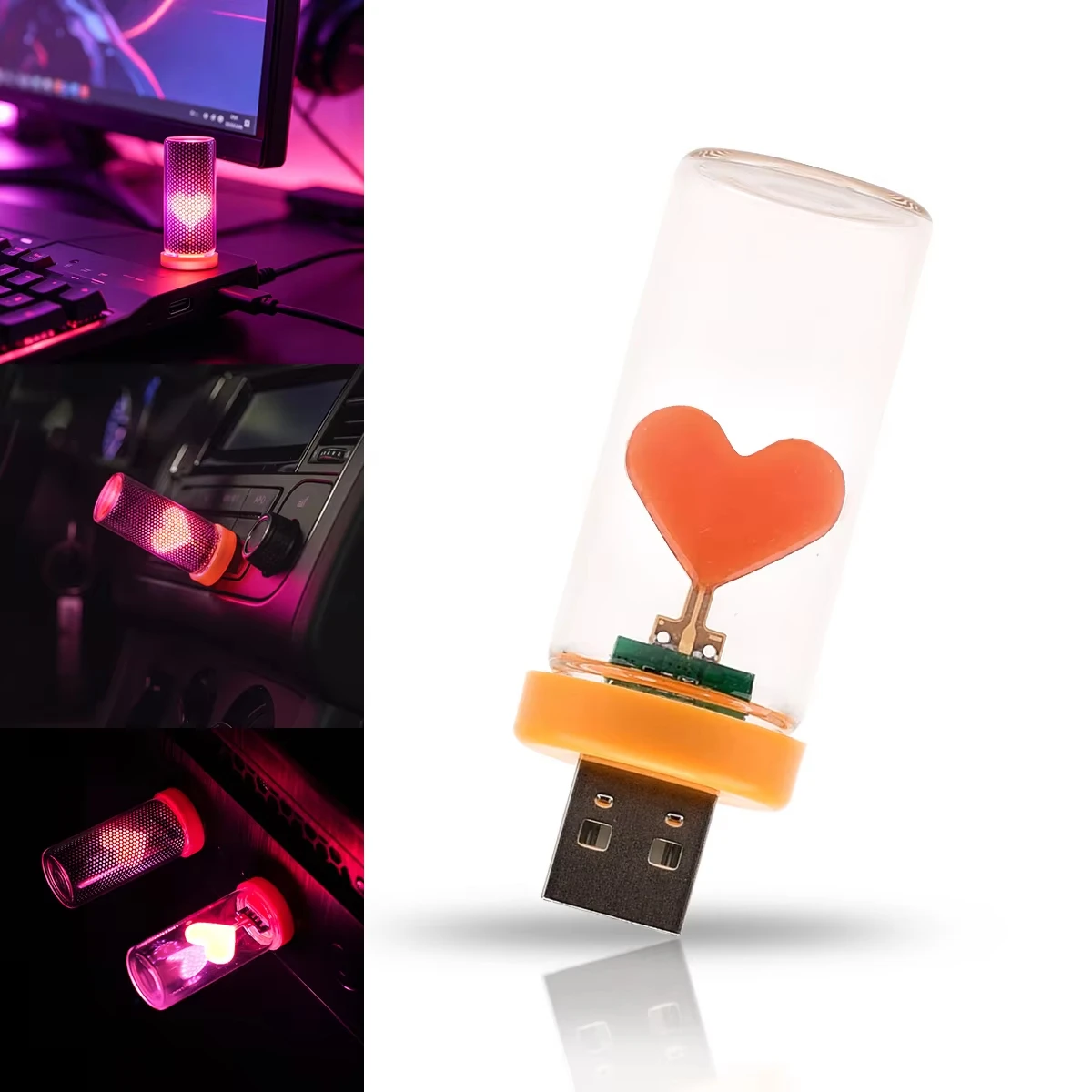 New USB Heart Car Ambient Mood - Interior Design Home Decor 评论和价格