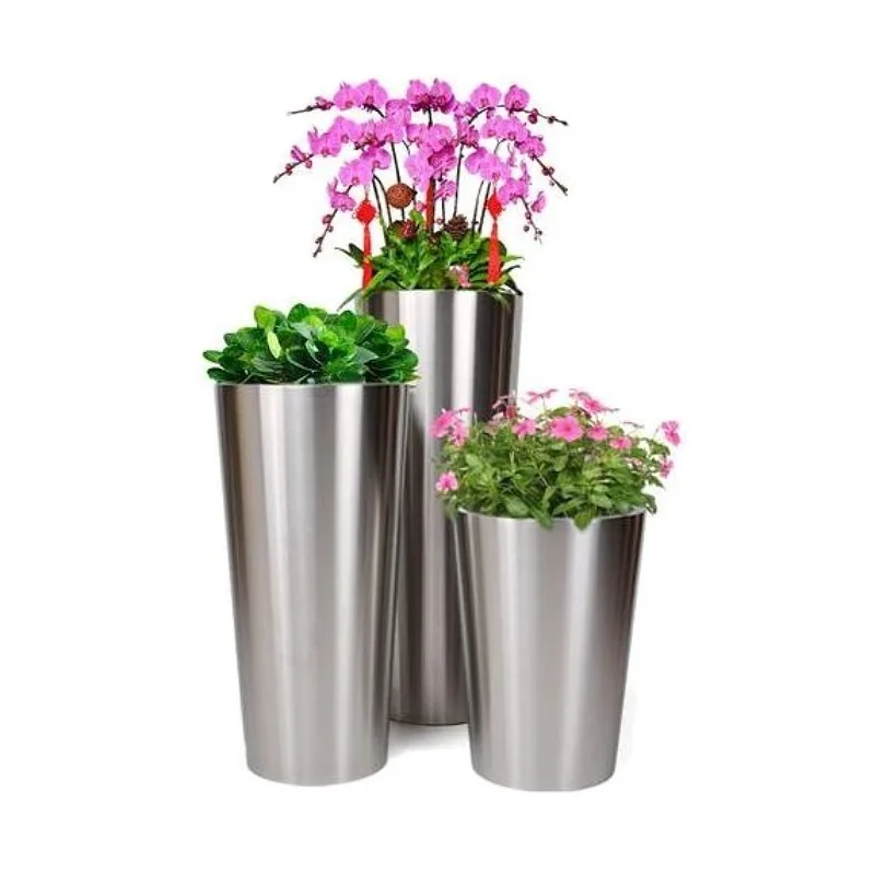 304 stainless steel outdoor flower box combination, simple brushed metal groove for engineering garden landscape flower