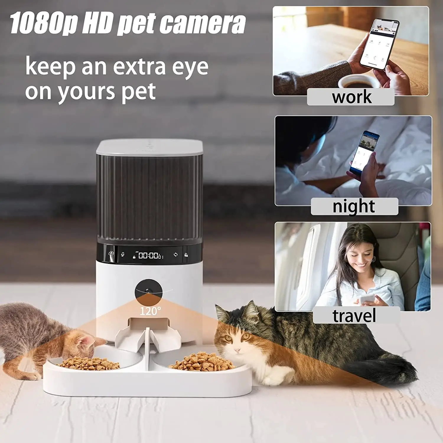 5L High Quality ABS Material Double Plates Automatic Smart Pet Dog Cat Feeder With Camera