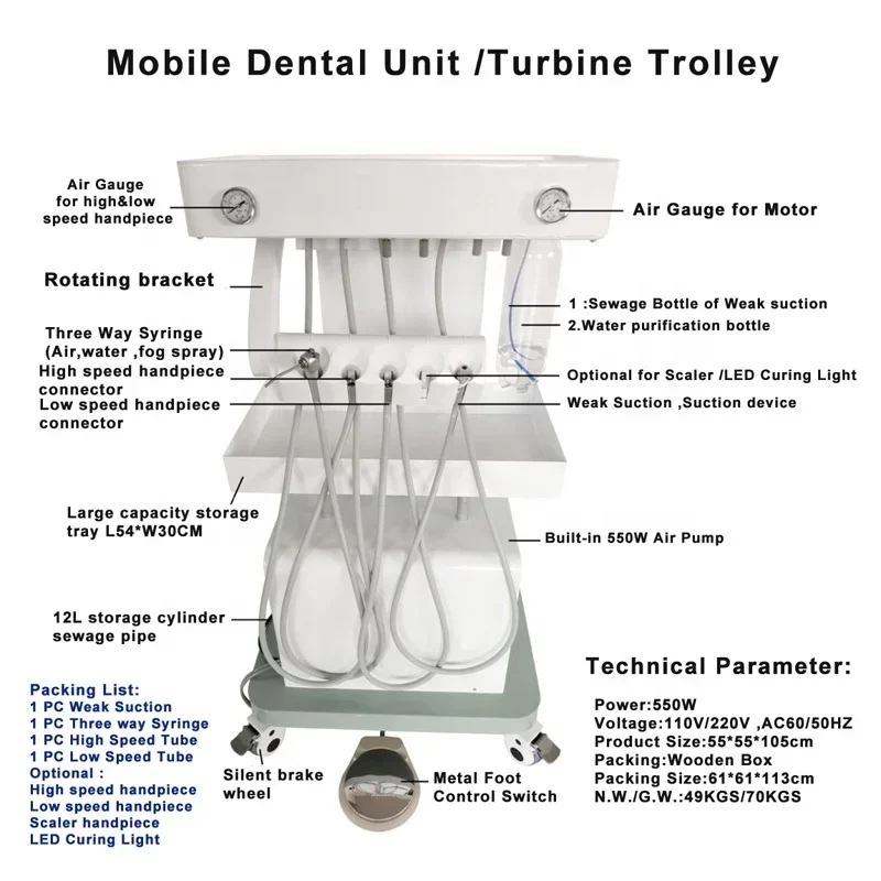 deluxe Por den---tal Unit mobile veterinary den---tal equipment scaler veterinary den---tal unit