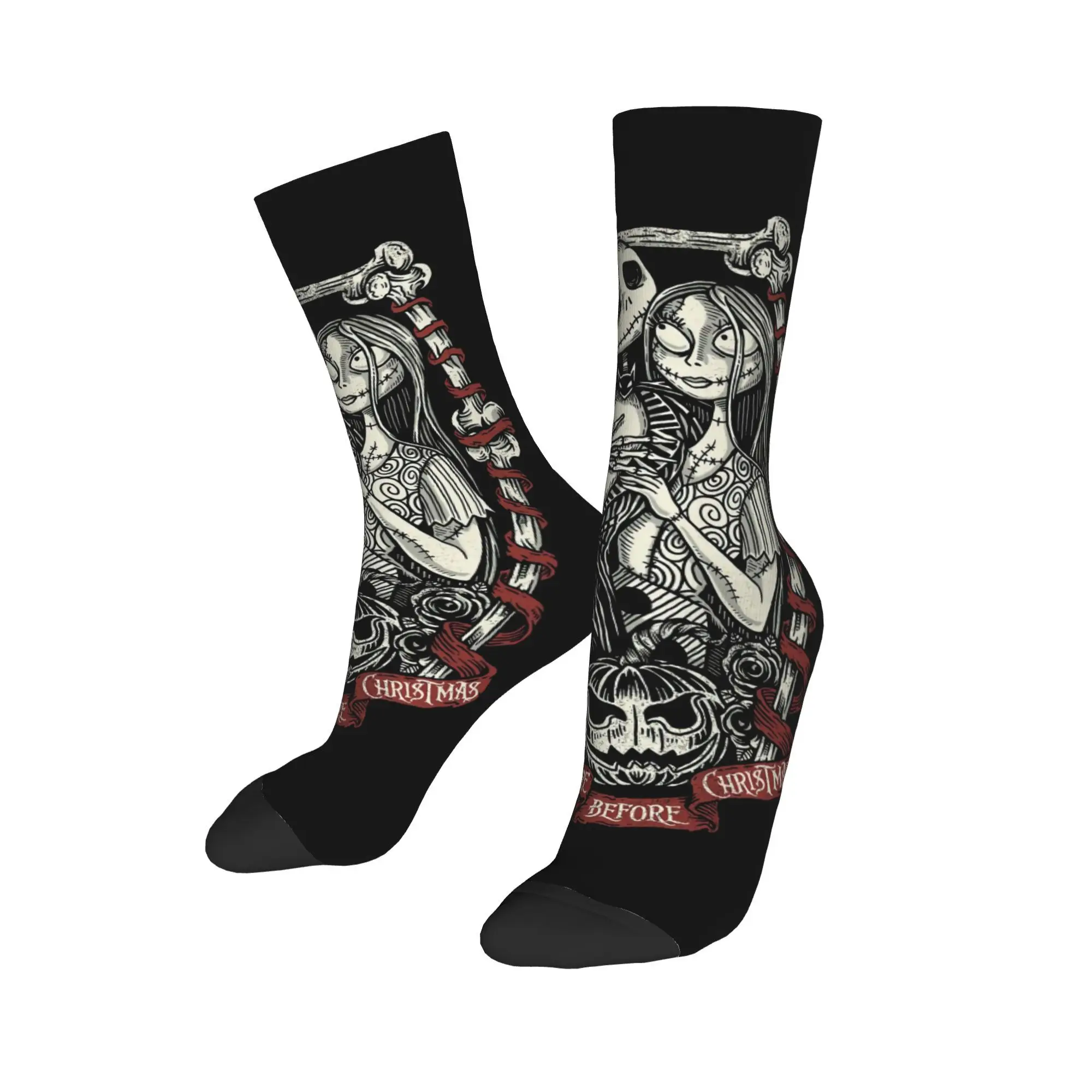 Custom Fashion Printing The Nightmare Before Christmas Socks for Women Men Stretch Winter Jack Skellington Love Crew Socks