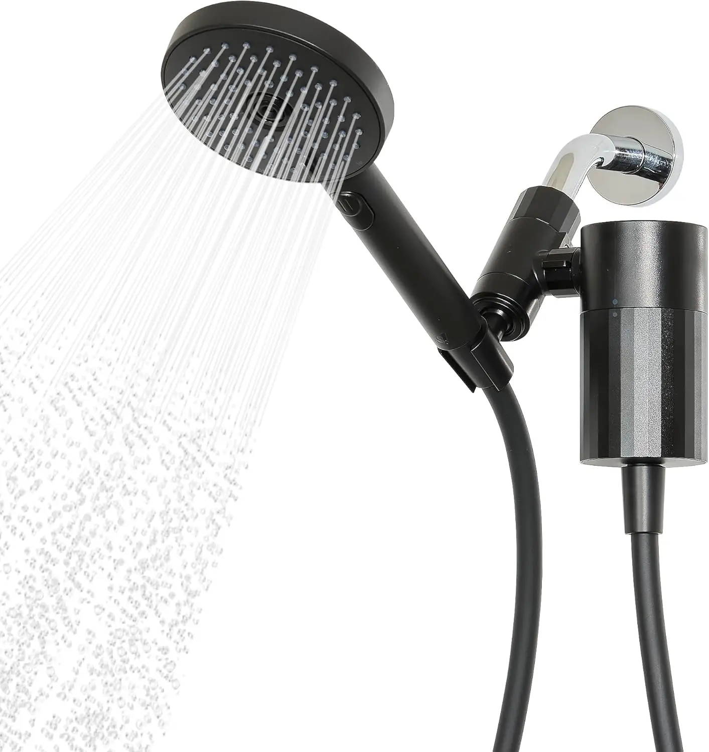 

Handheld Showerhead with Filter Set, High Performance for Healthier Hair and Skin, 70 Inch Hose, 3 Spray Functions, Black
