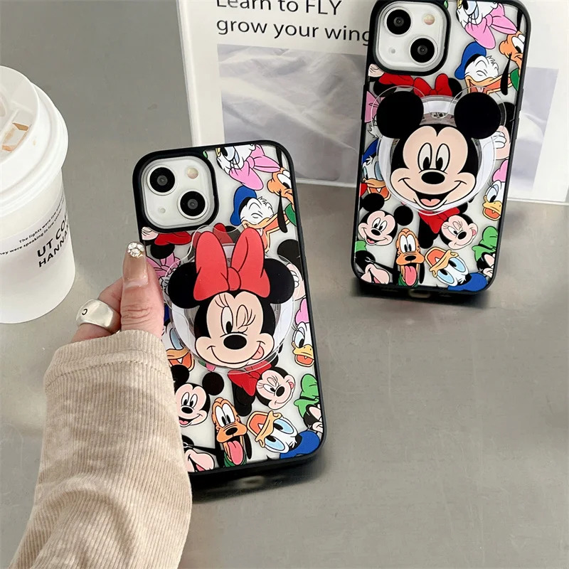 Nowa magnetyczna atrakcja Magsafe do iPhone\'a 15 14 13 12 11 Pro Max z magnetycznym uchwytem etui na myszy Mickey Minnie