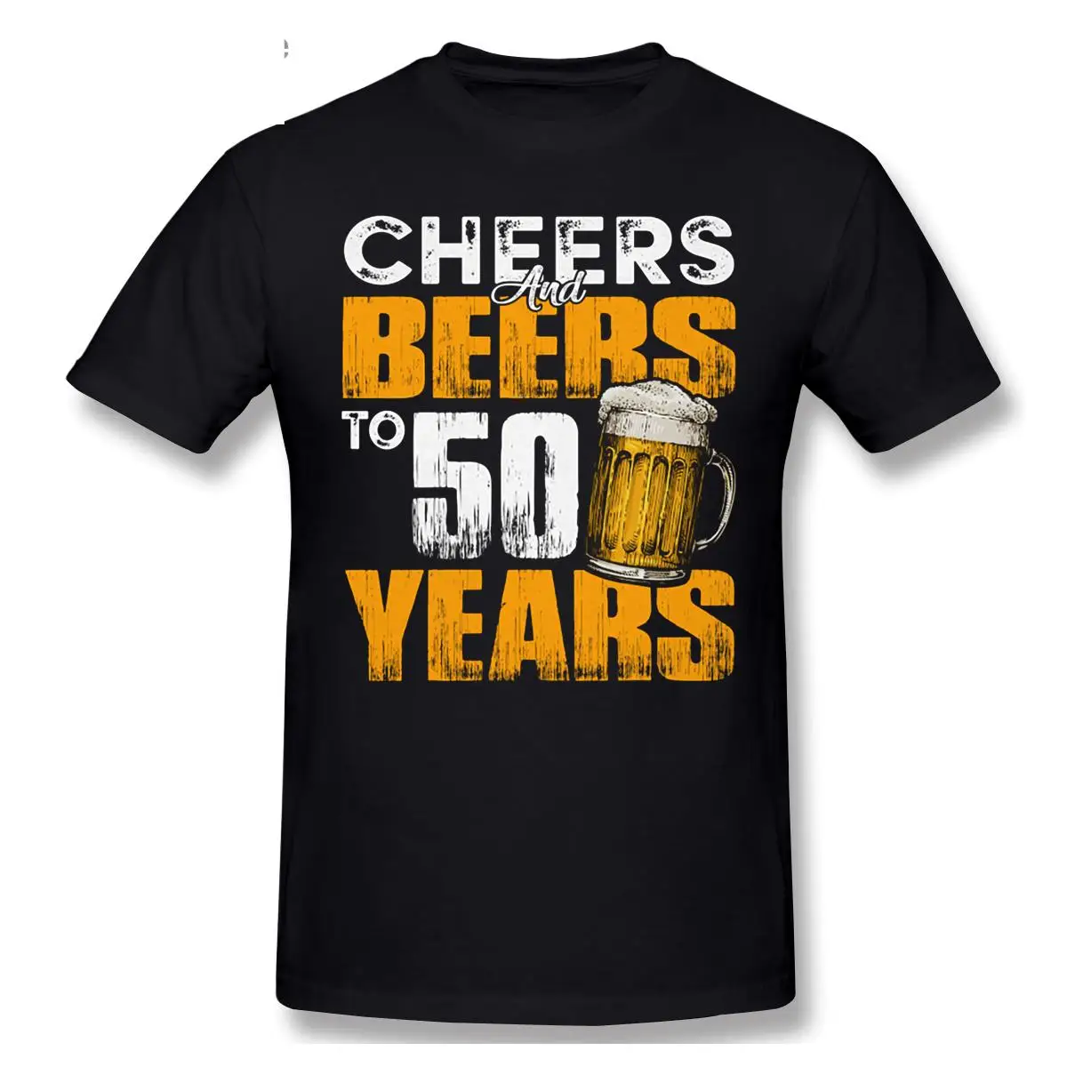 

Футболка с надписью «Cheers And Beer To 50 лет», Забавный топ на 50-й день рождения с изображением любителей пива в стиле Харадзюку, модная классическа...