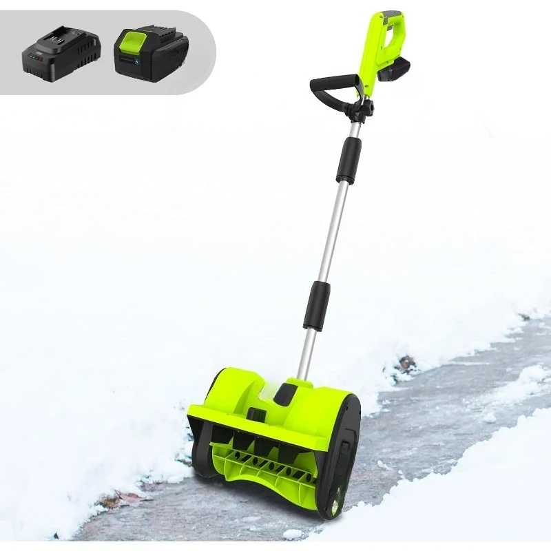 

21V Cordless Snow Shovel, 12-Inch Battery Powered Snow Blower with Directional Plate, 20-Feet Snow Throwing Distance, 4