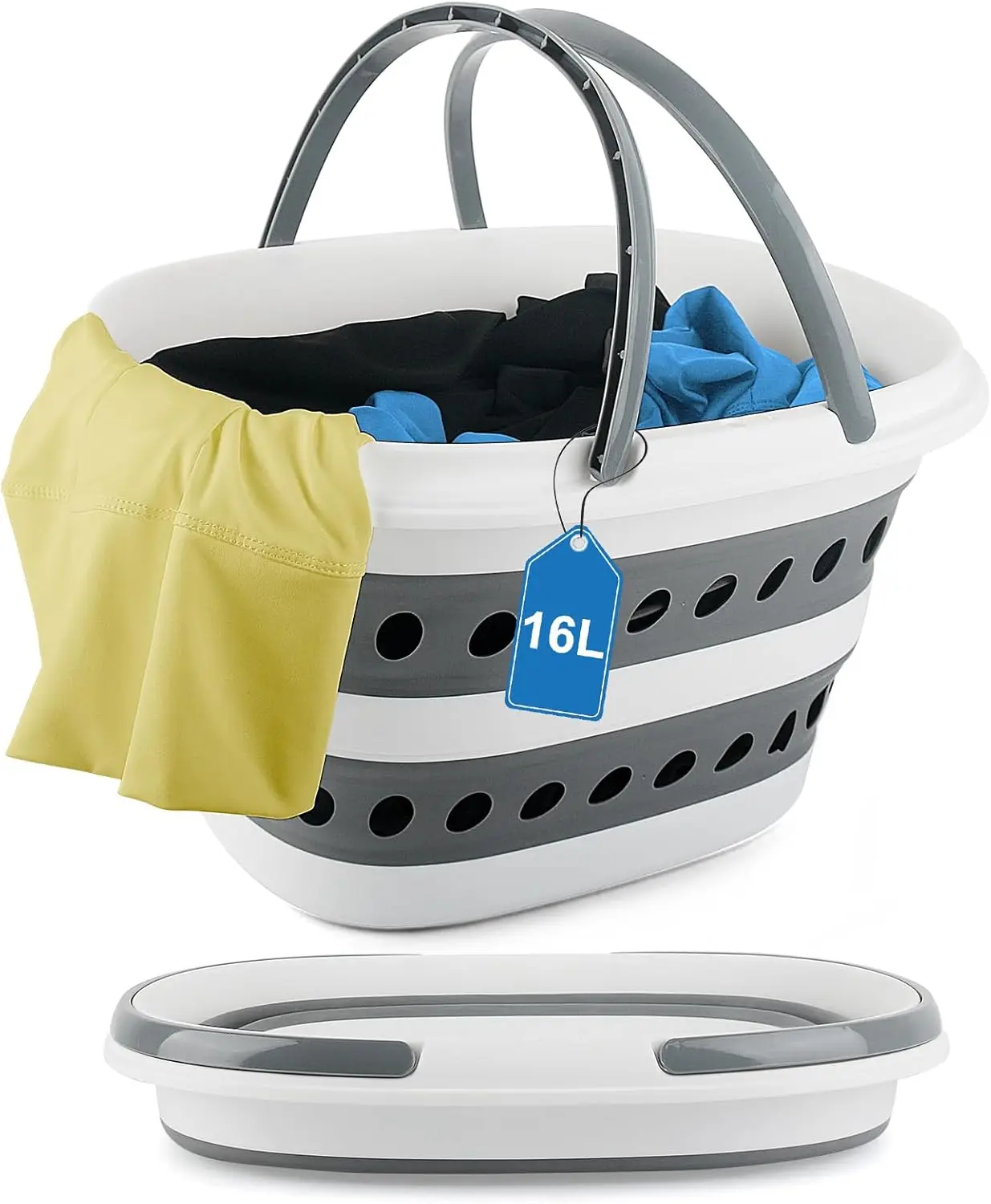 

16L Collapsible Laundry Baskets with Handles, Small Laundry Hamper Plastic for Clothes Baby Kits, Pop