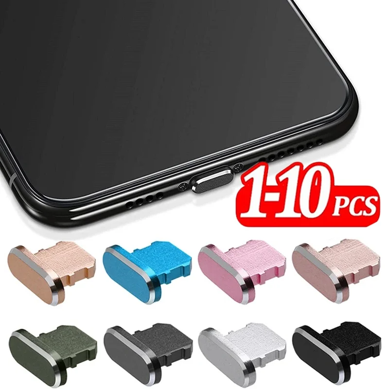 2-10pcs Dust Plug Aluminum Alloy Anti Dust Plug Charging Port Dust Plug For iPhone 14 13 12 Pro Max Protector Anti-Dirt Stopper