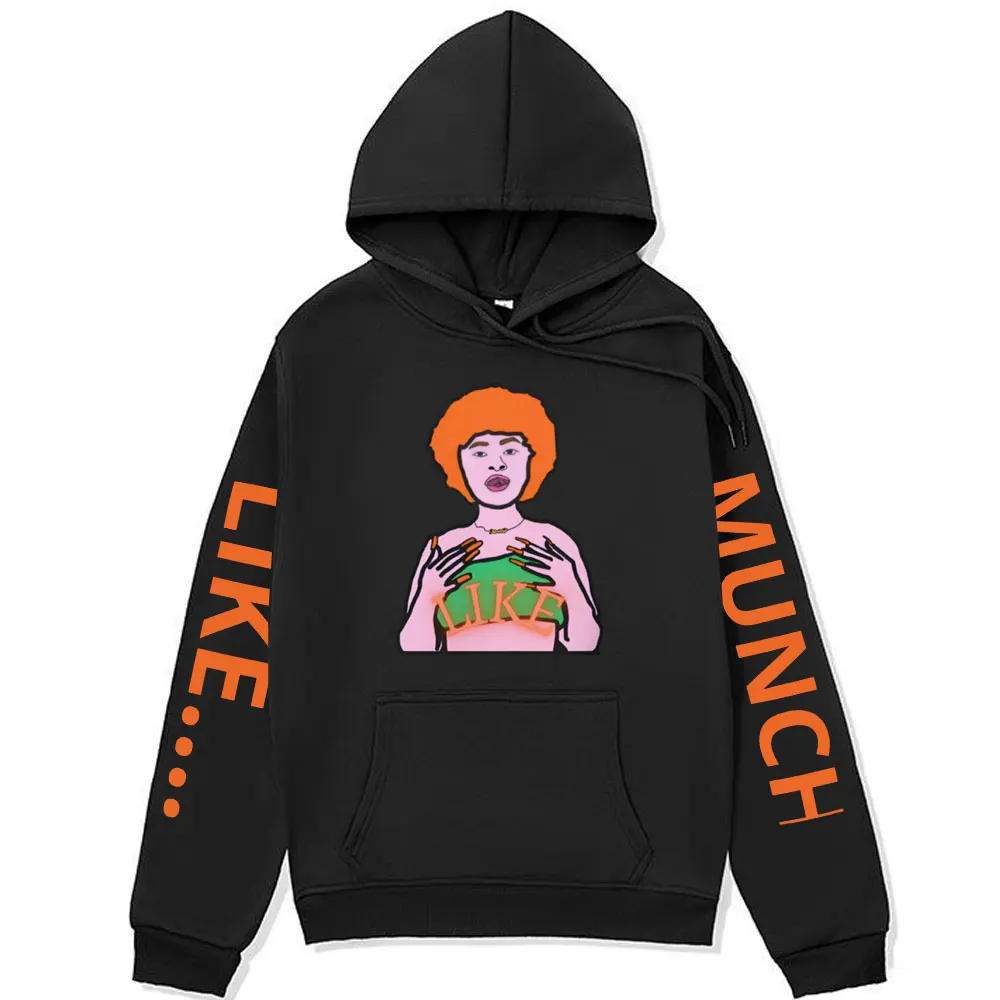 Rapper Ice Spice Certified Munch Print Hoodie Hip Hop Harajuku Sweatshirts Oversized Long Sleeve Fleece Hoodies Pullover Unisex