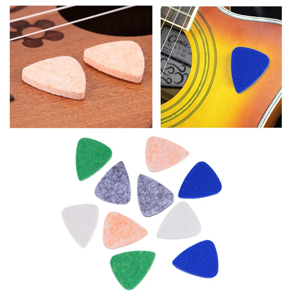 

10 Pcs Picks Colorful Felt Smooth Non Slippery Ukulele Accessories Acoustic Guitar Felt Picks Instruments Parts