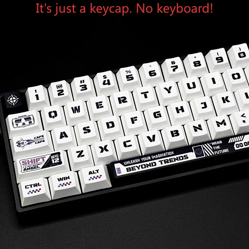 132 Keys Warframe Theme Black and White Mixed Color Keycaps PBT Cherry Keycap Set for MX Mechanical Keyboard Replacement Caps