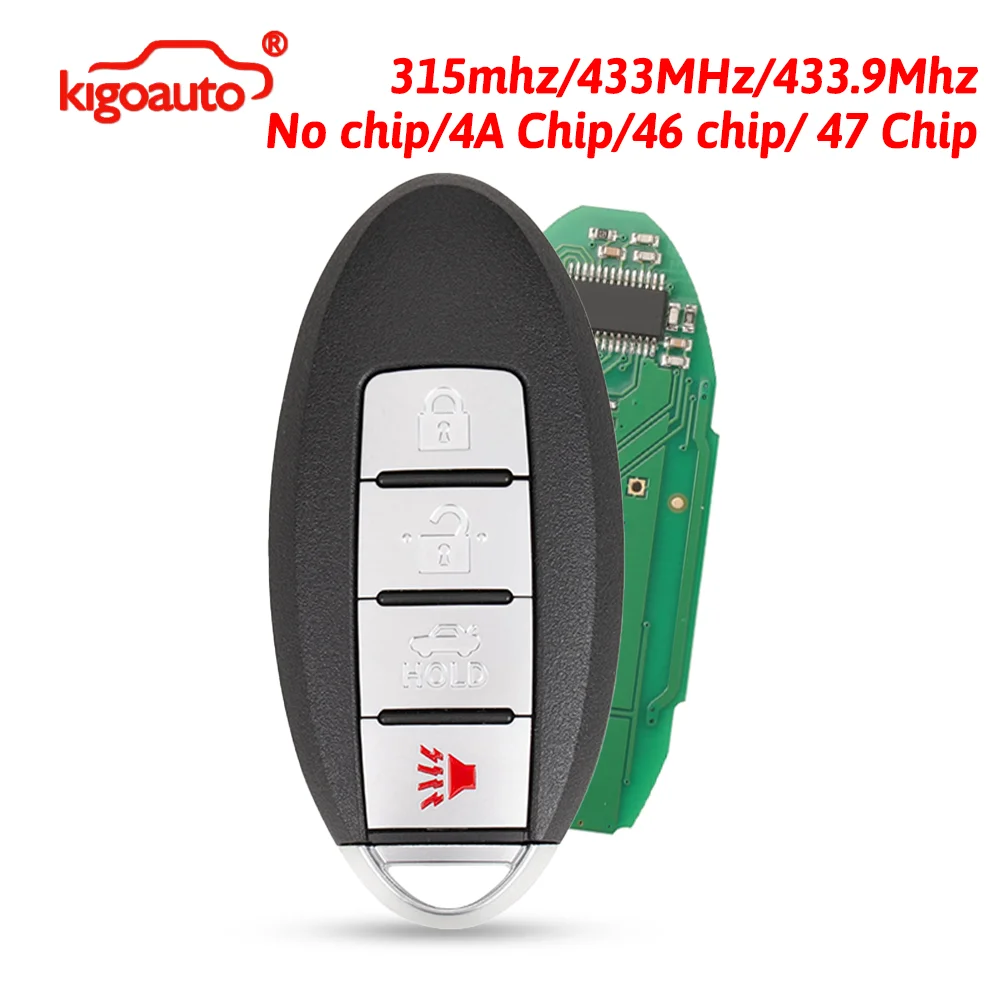 

kigoauto Smart Key 4 Button Trunk 315/433MHz 46/47/4A Chip for Nissan Altima Sentra Versa Maxima Murano 2009-2019