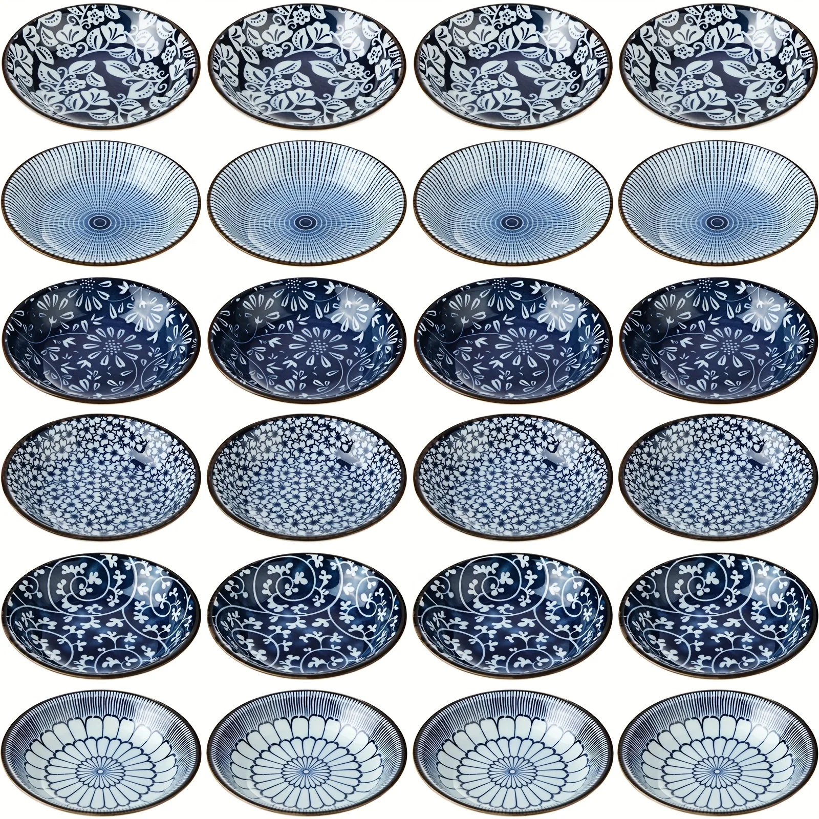 Juego de 24 Cuencos de Cerámica Estilo Japonés para Salsa de Soja, Cuencos Pequeños de 4 Pulgadas para Salsas, Cuencos de Porcelana de 3.5oz para Servir en Grandes Cantidades