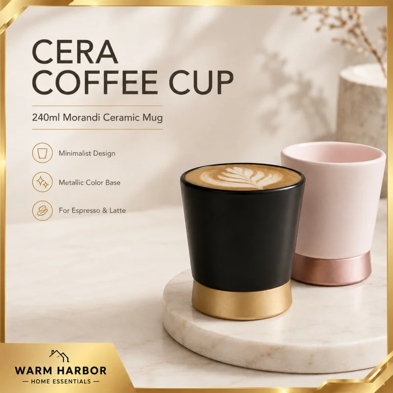 Mhw-3bomber Cera 240ml Ceramic Coffee Mug Morandi Color Metallic Contrast Cup For Cafe Barista Home Daily Drinkware Accessories
