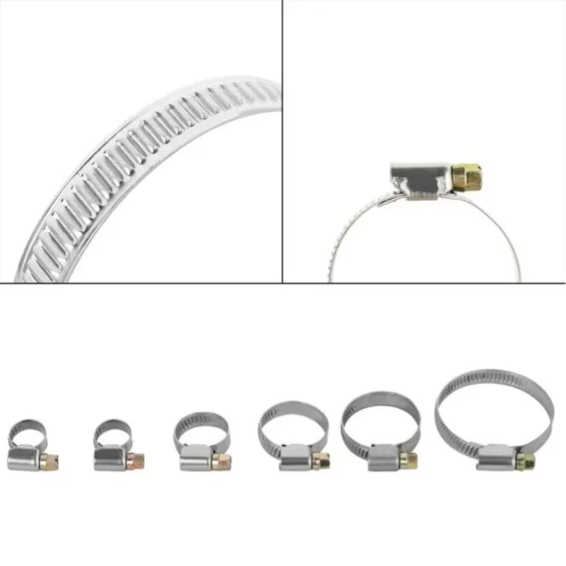 5Pcs 8-80mm Anti-oxidation Hose Pipe Clamps Rings Stainless Steel Hose Clips Fuel Water Pipe Clamps Worm Drive Spring Clamps