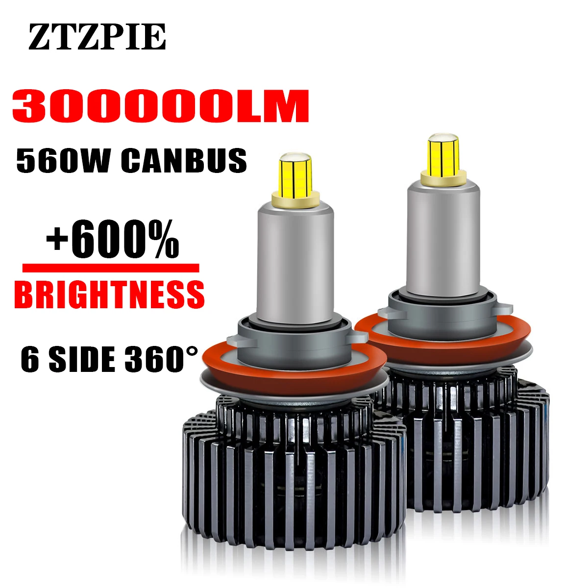 ZTZPIE 300000LM 560W 6000K HB3 9005 9006 H1 H7 H8 H9 H11 Bulb Led Lamp Car Headlight Light Canbus 6 SIDE 360° Fog Lights Lamps