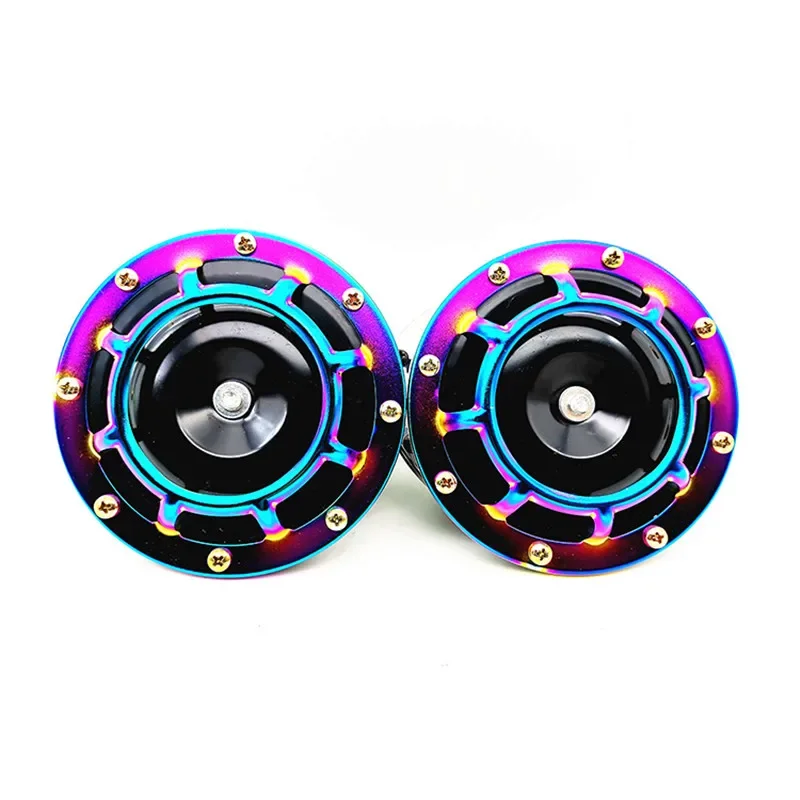 

Pop 2Pcs Car Horn Multi-Color 12V Disc Electric Air Horn Kit Dual Tone Super Loud Alarm Singal Motorcycle Truck Accessory