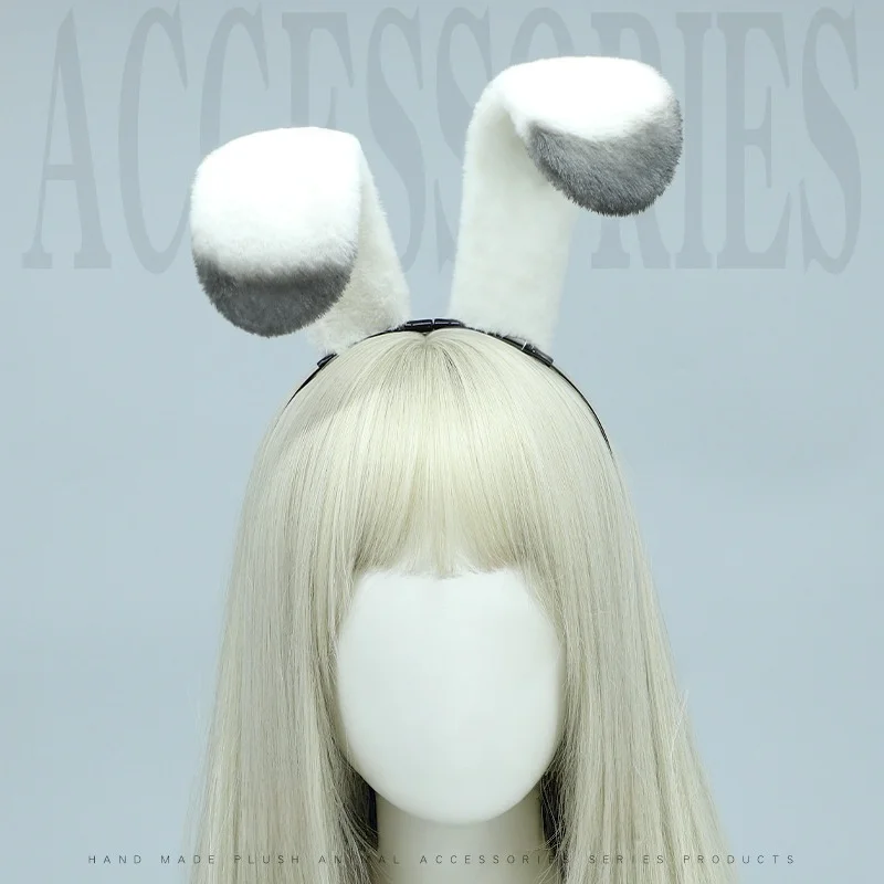 Cute Plush Rabbit Ear Headband for Unisex Featuring Simulated Rabbit Fur Animal Ear Headwear Cosplay Comic Show Head Accessory