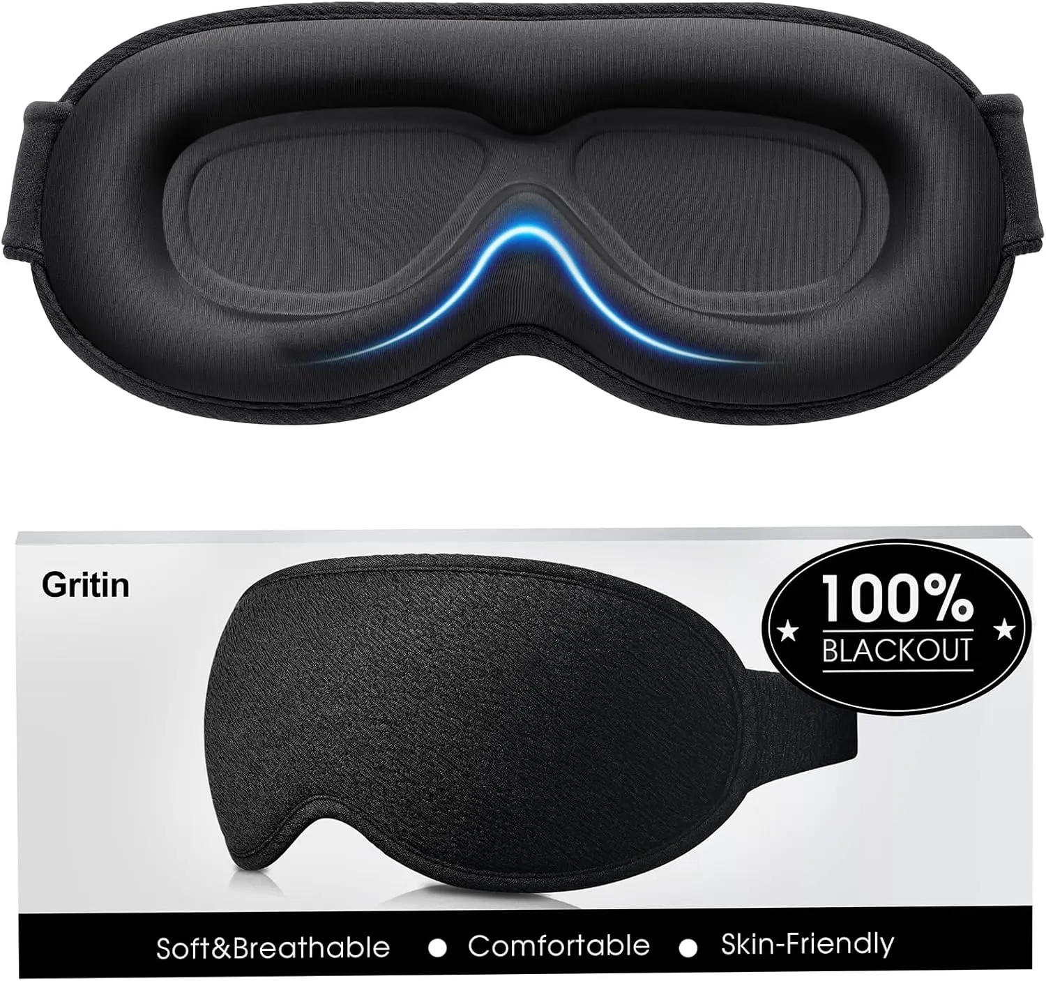 

Zero Pressure 3D Sleep Mask: 100% Blackout, Ergonomic, Breathable for Women & Men