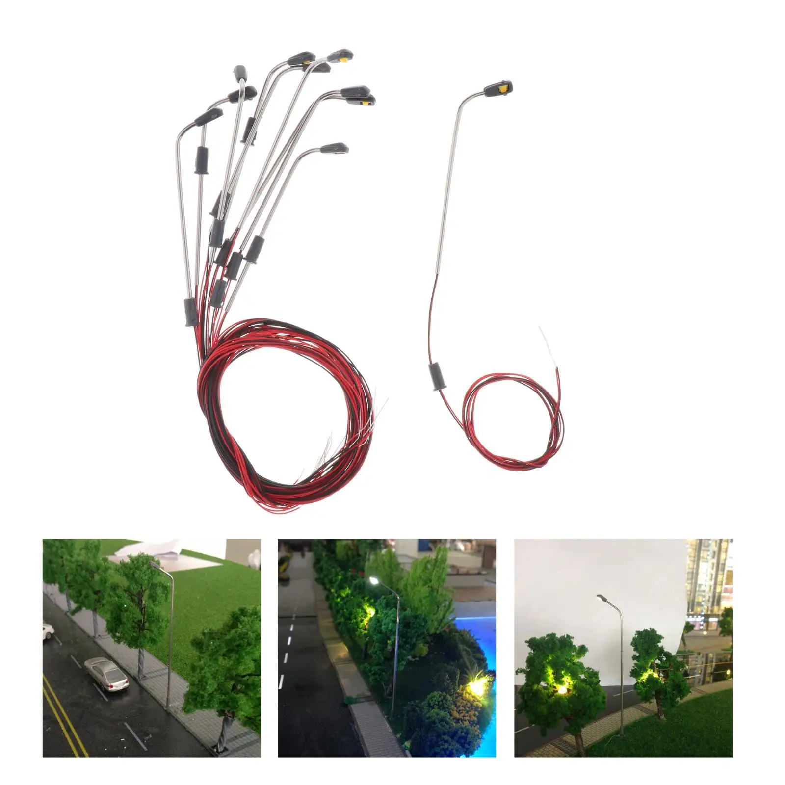 10pcs 1 300 Scale LED Railway Train Lamp Post Miniature Garden Lights Steel Lampposts for Model Railroad