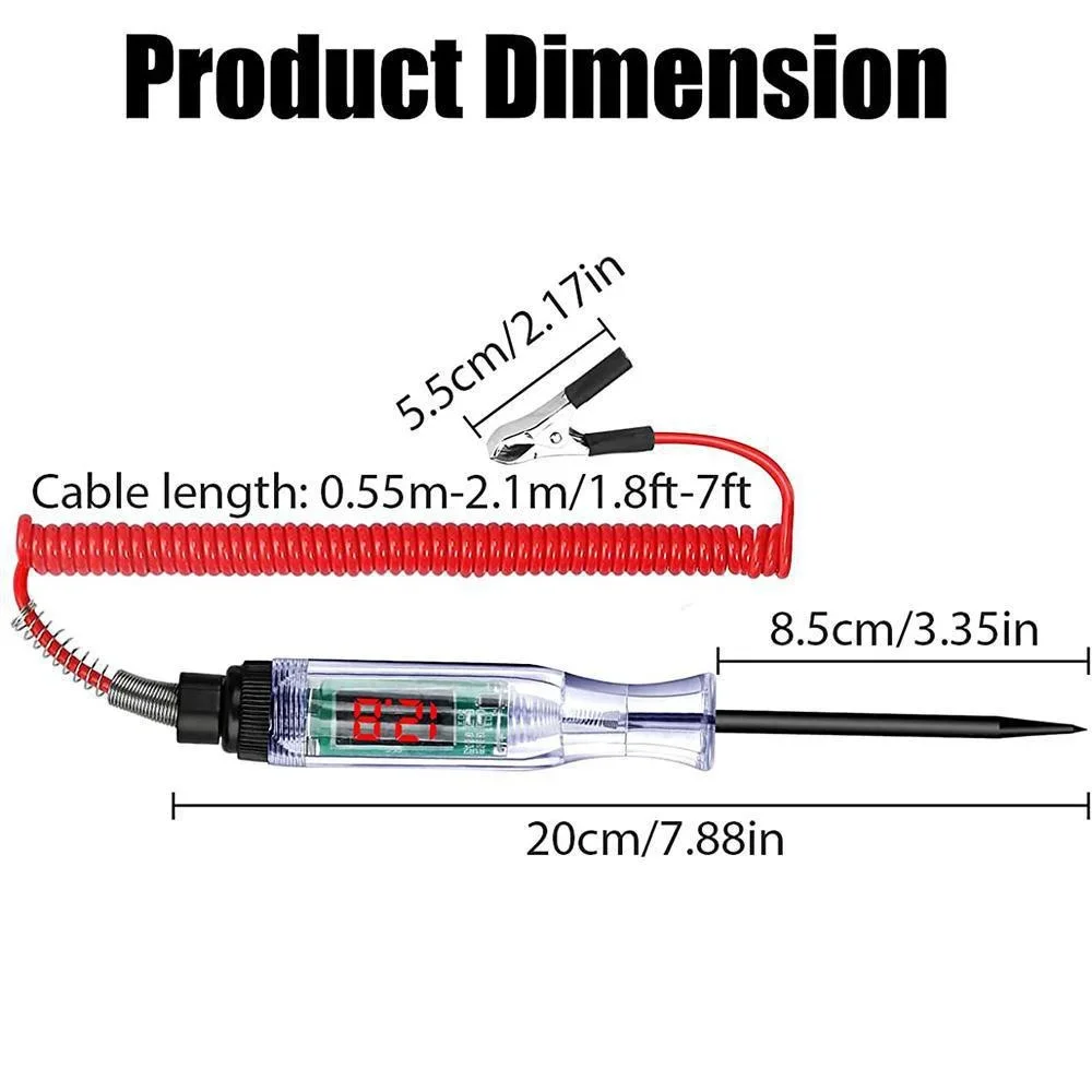 Tester di tensione per camion per auto digitale STONEGO-tensione cc, penna sonda con luce, strumento diagnostico automobilistico