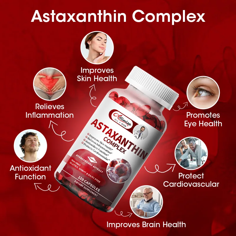 Alliwise Astaxanthin Supplement Promotes Cardiovascular Health, Improves Blood Circulation, Boost Energy