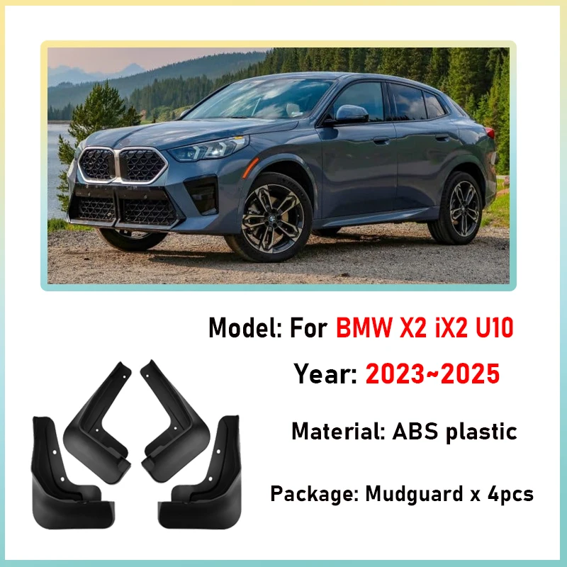 4 PCS Car Fender For BMW X2 iX2 U10 2023 2024 2025 Front Rear Mud