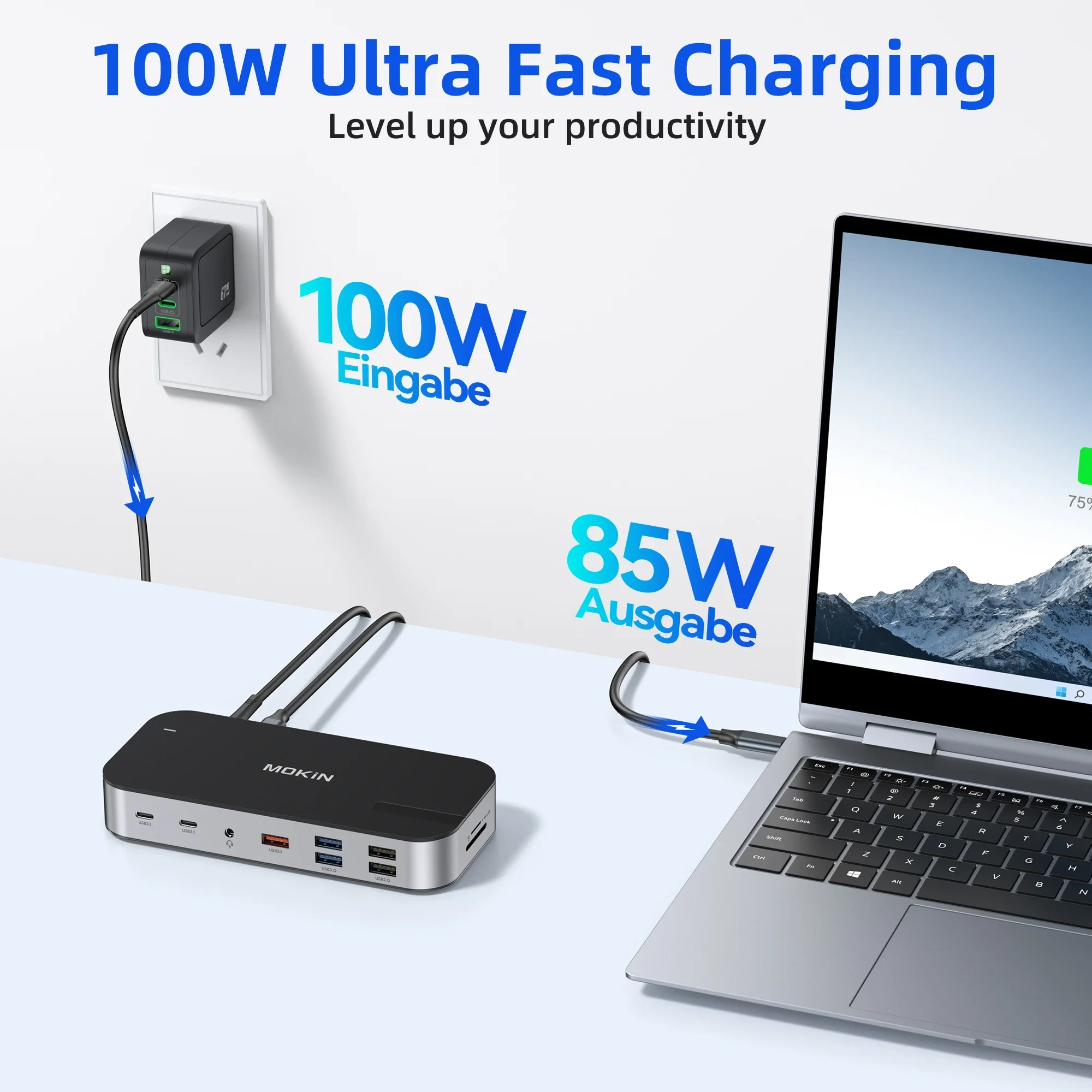 MOKiN 15 в 1 USB C Док-станция для ноутбуков USB HUB-4K60Hz 3 HDMI USB 3.1 RJ45 SD/TF Audio PD 100 Вт Адаптер для Macbook Pro Air
