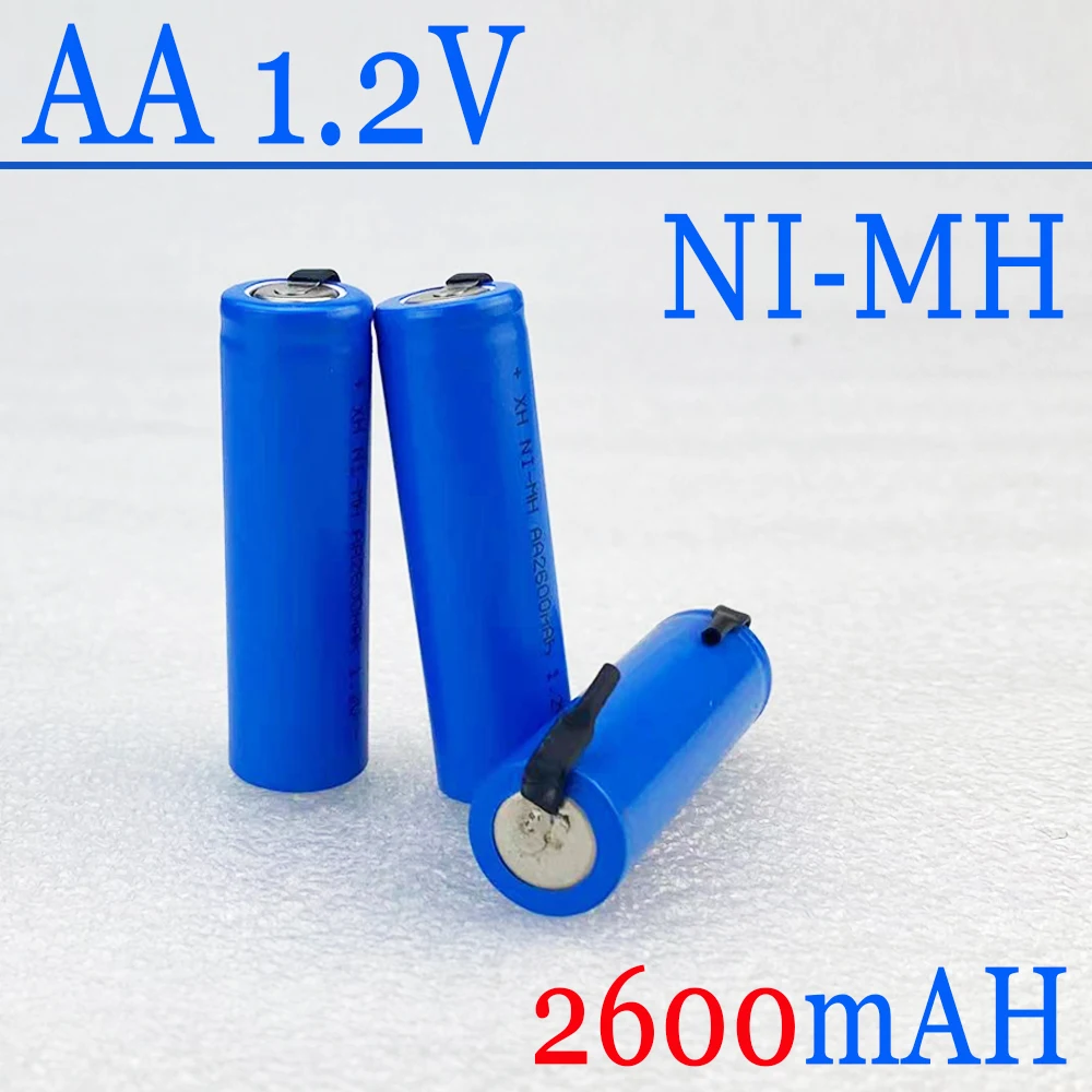 

New AA Rechargeable Battery 1.2V 2600mAh AA Ni-MH Battery with Solder Pins for DIY Electric Razor Toothbrush Toys